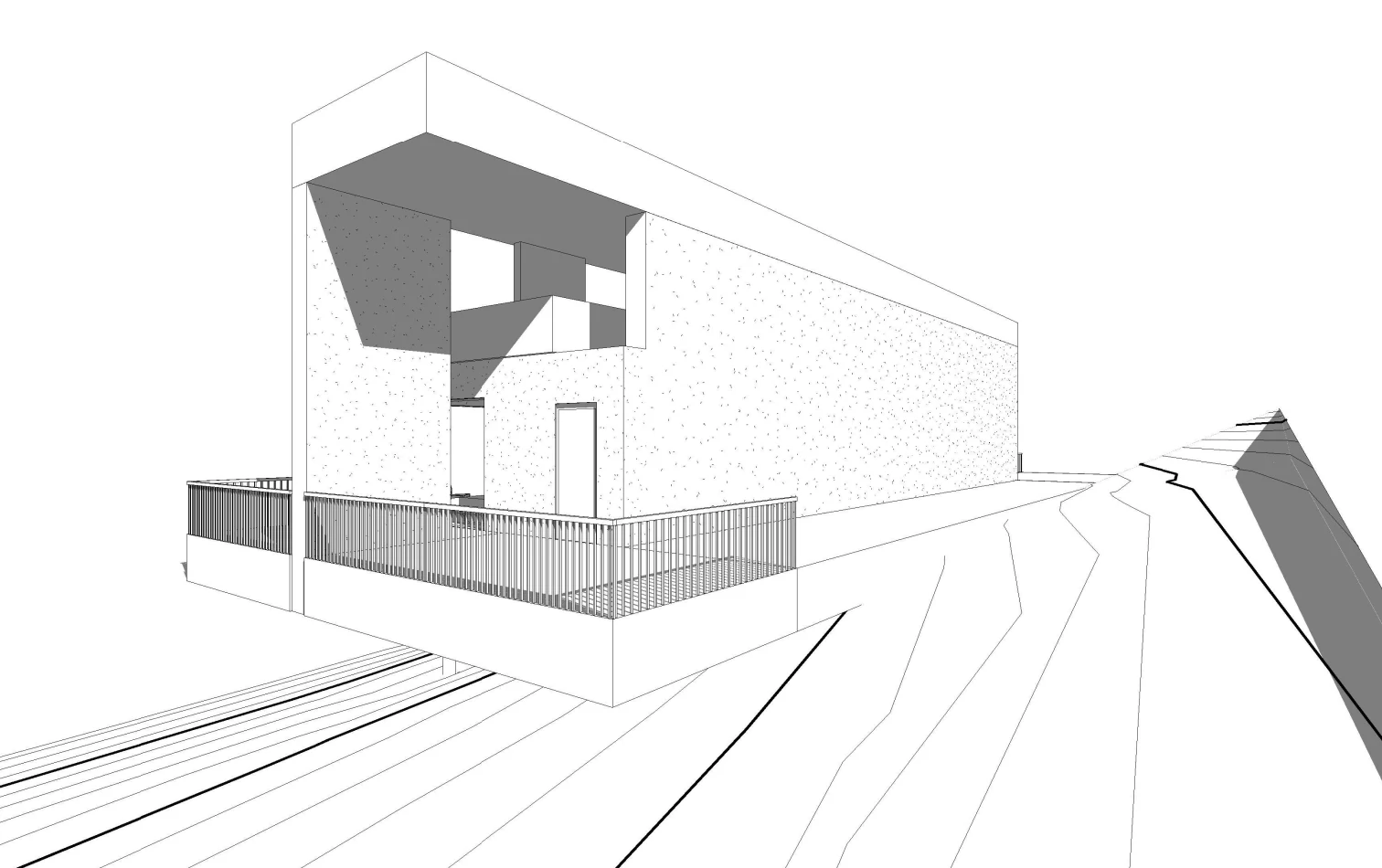 Digital Building Study — Revit Grayscale Renders, image 2