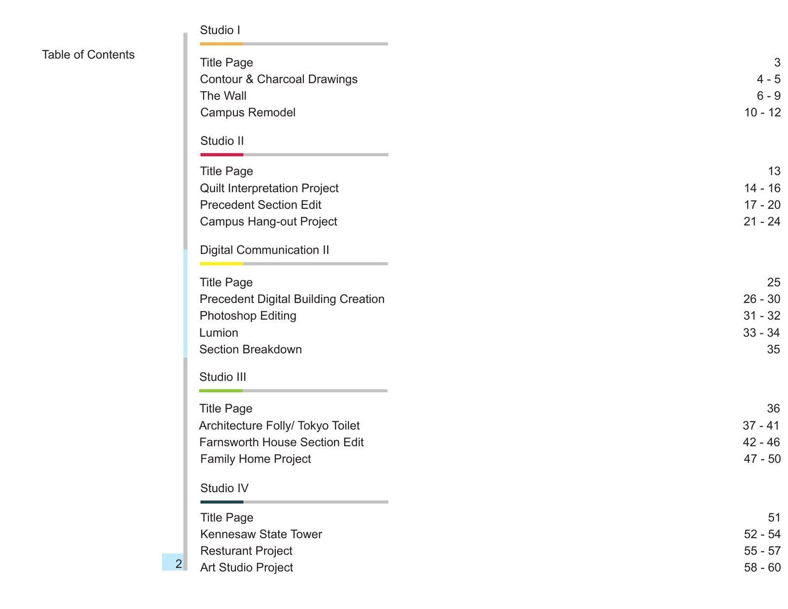 Original portfolio sheet 2