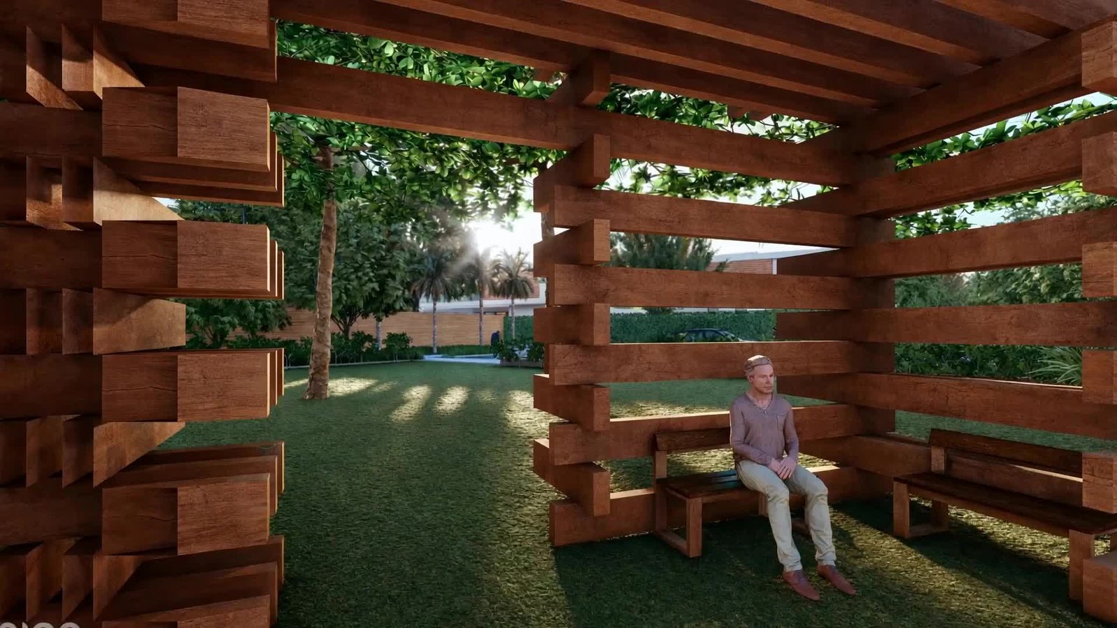 AI architectural study based on the timber